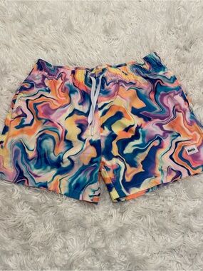 Duvin Marble Print Swim Trunks Men’s Small Lined 4.5” Inseam